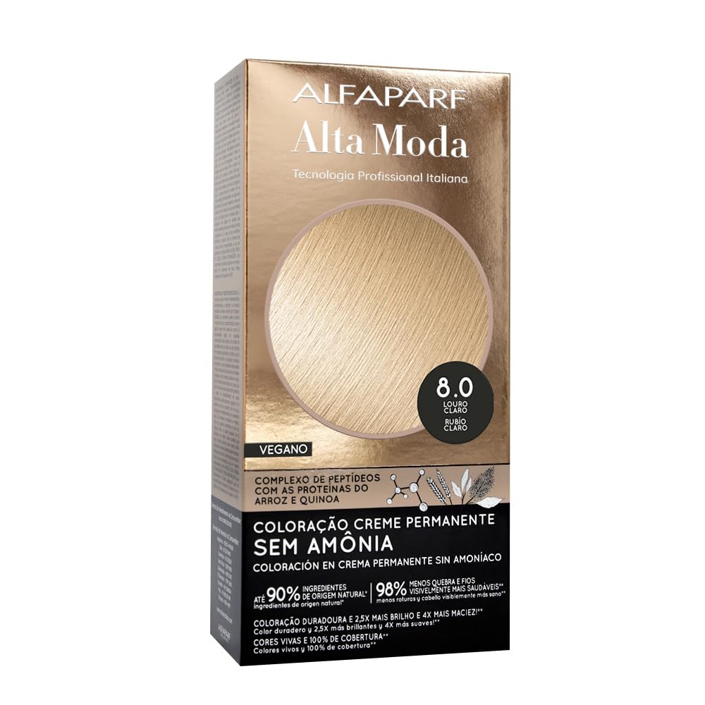 Coloração Creme Permanente sem Amônia Tint Altamoda 8.0 Louro Claro