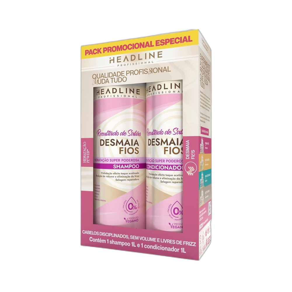 Kit Headline Shampoo 1L + Condicionador 1L Desmaia Fios