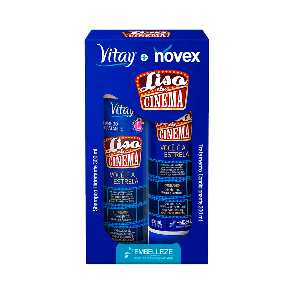 Kit Novex Liso de Cinema Shampoo 300ml + Condicionador 300ml