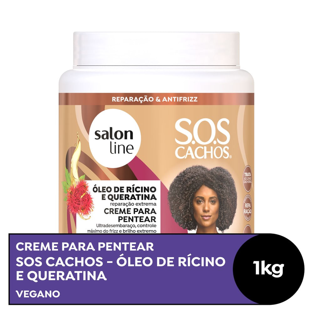 Creme para Pentear Salon Line SOS Cachos Rícino e Queratina 1000g