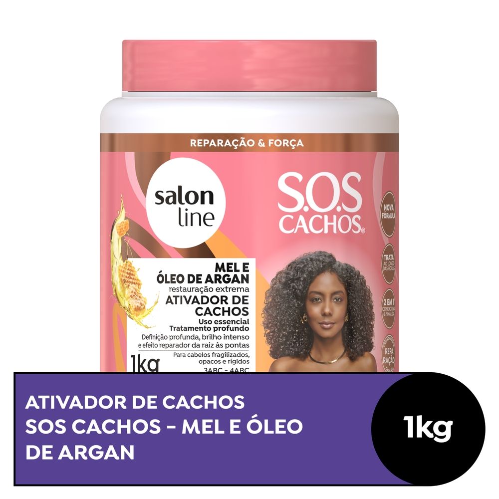 Ativador de Cachos Salon Line SOS Cachos Mel e Óleo de Argan 1kg