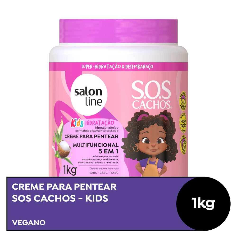 Creme para Pentear SOS Cachos Multifuncional 5 EM 1 Salon Line 1kg