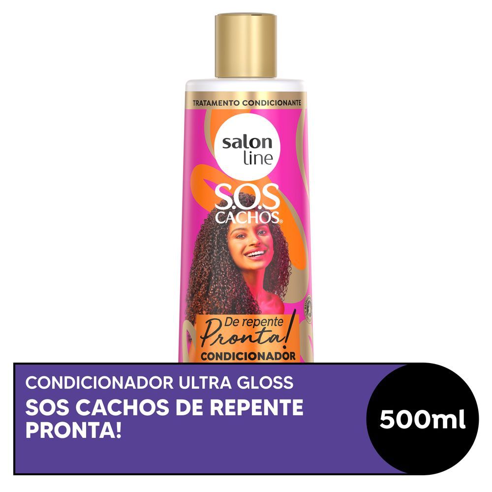Condicionador SOS Cachos De Repente Pronta! Super Brilho Salon Line 500ml
