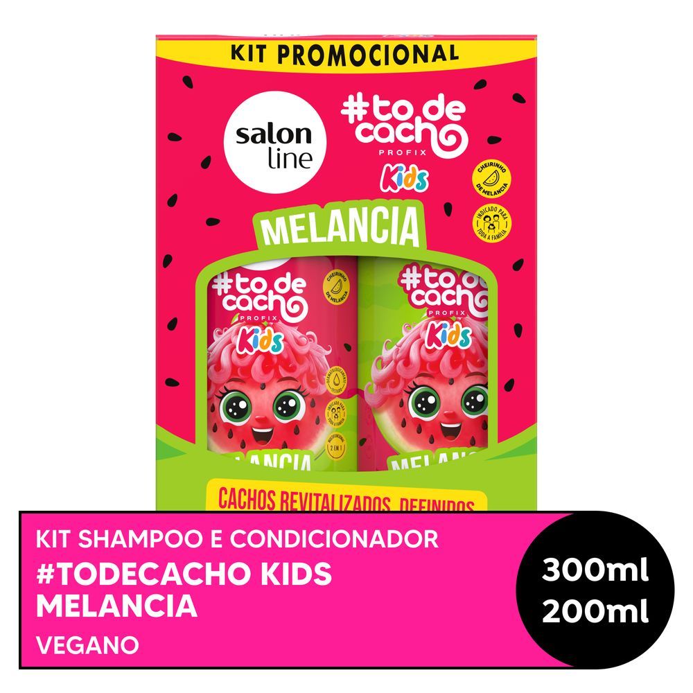 Kit Shampoo 300ml e Condicionador 200ml #todecacho Kids Melancia Salon line