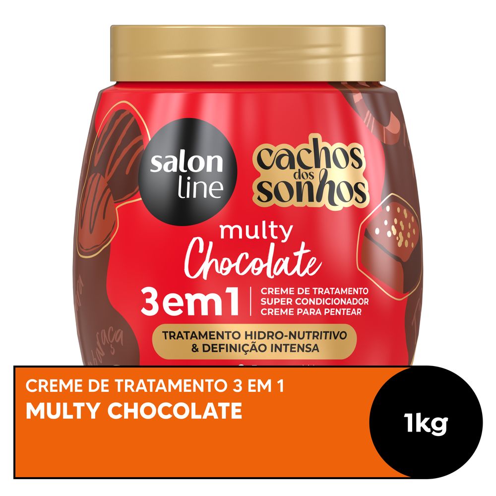 Creme Salon Line 3 em 1 Cachos dos Sonhos Multy Chocolate 1kg
