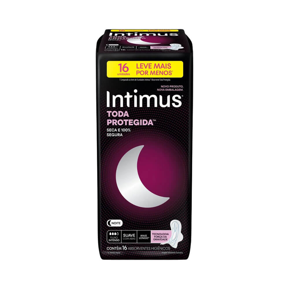 Absorvente Intimus Gel Noturno com Abas Suave 16 Unidades