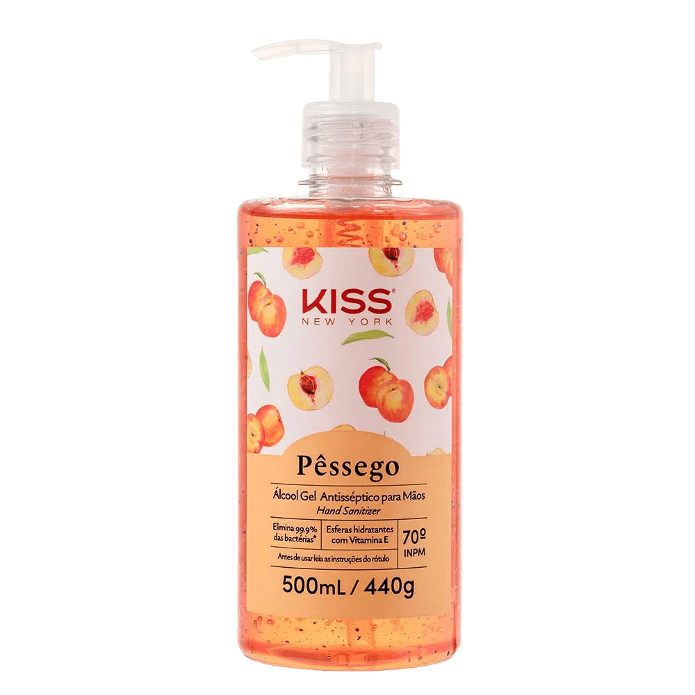 Álcool em Gel Kiss New York Antisséptico Pêssego 500ml
