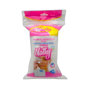 Algodão Nathy Limpeza Facial Quadrado 50 Unidades