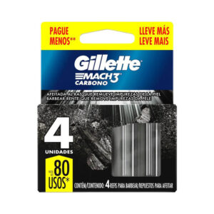 Aparelho de Barbear Gillette Mach3 Carbono Carga 4 Unidades