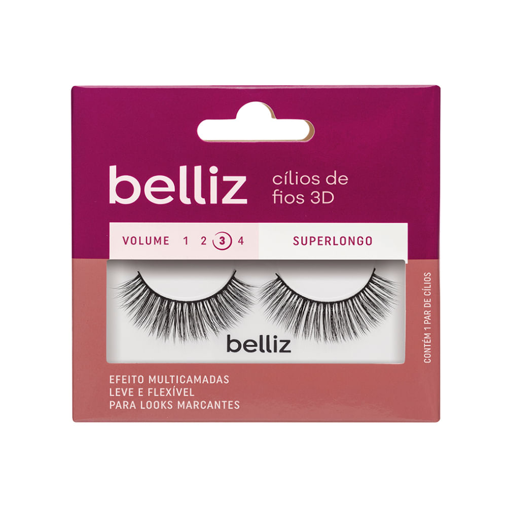 Cílios Belliz 3D Vol. 3 Superlongo – 208