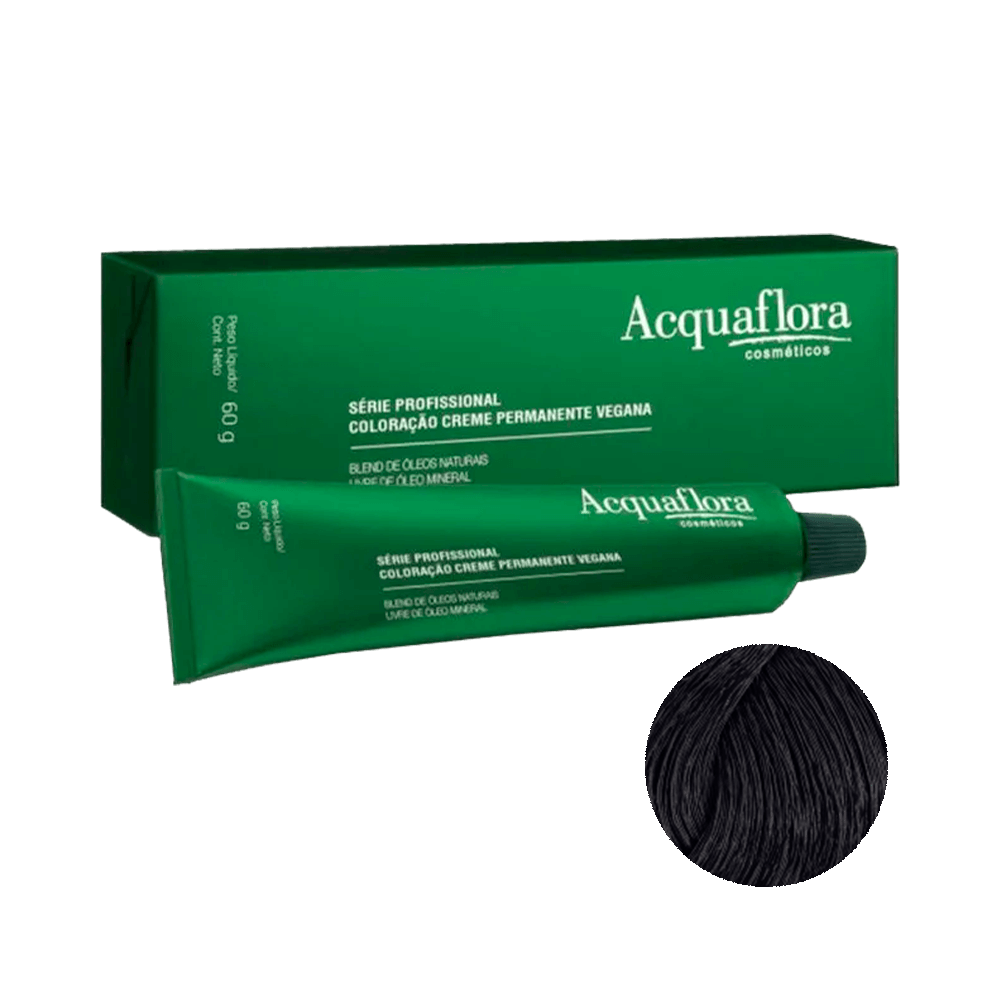 Coloração Acquaflora Creme Permanente Vegana 2.0 Preto 60g