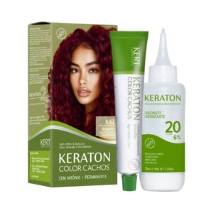 Coloração Keraton Color Cachos 6.62 Louro Escuro Vermelho Irisado Intenso