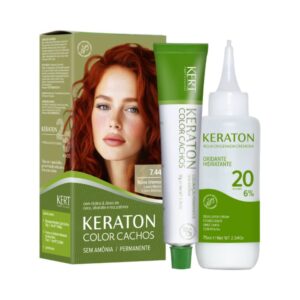 Coloração Keraton Color Cachos 7.44 Louro Médio Cobre Intenso