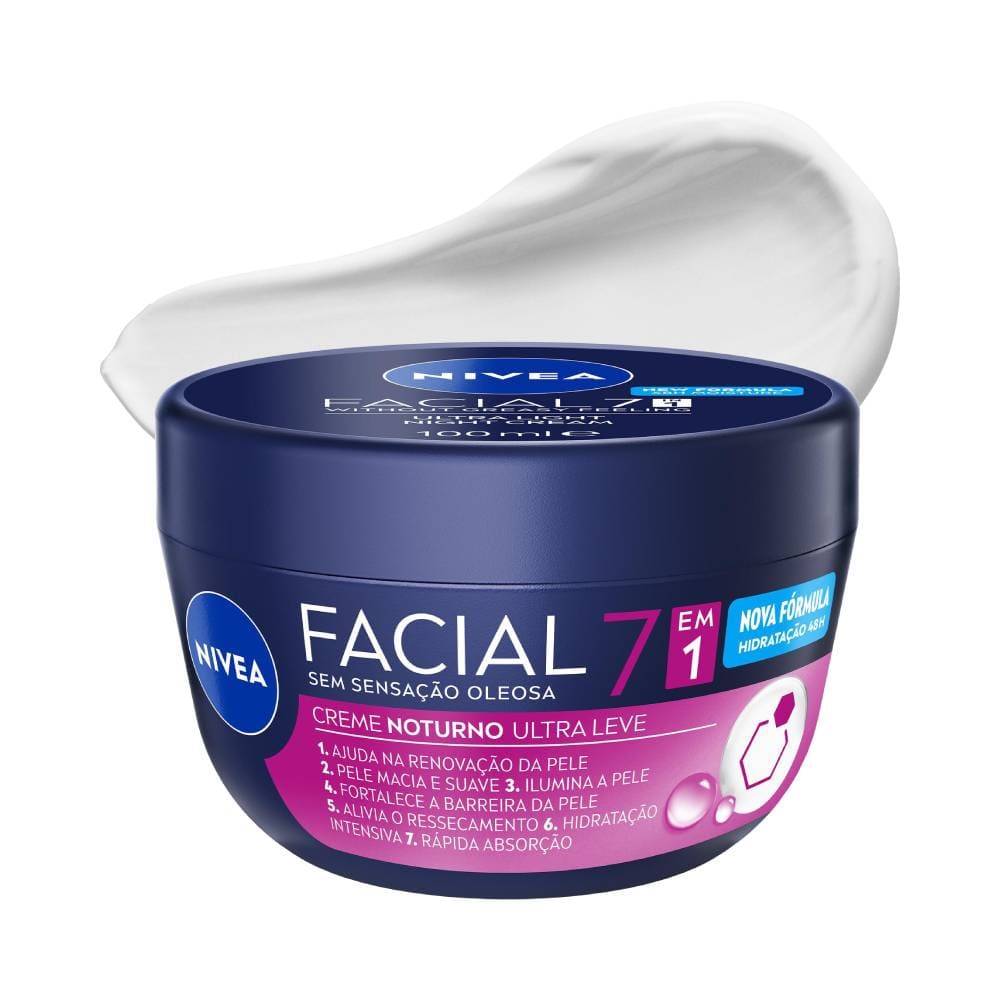 Creme Facial Nivea Noturno Ultraleve 7 em 1 100g