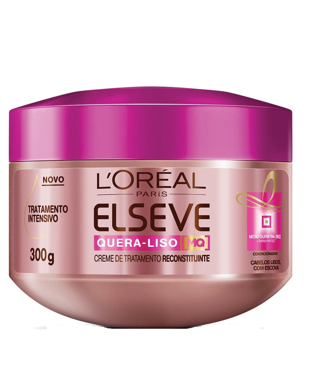 Creme de Tratamento Elseve Quera Liso Microqueratina Lisos com Escova