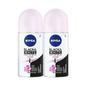 Kit NIVEA Desodorante Antitranspirante Roll-on Invisible Black & White Clear 50ml (2 Produtos)