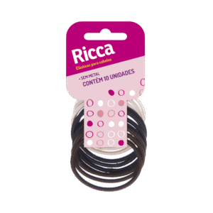 Elástico De Cabelo Ricca Sem Metal 6mm 6 Unidades