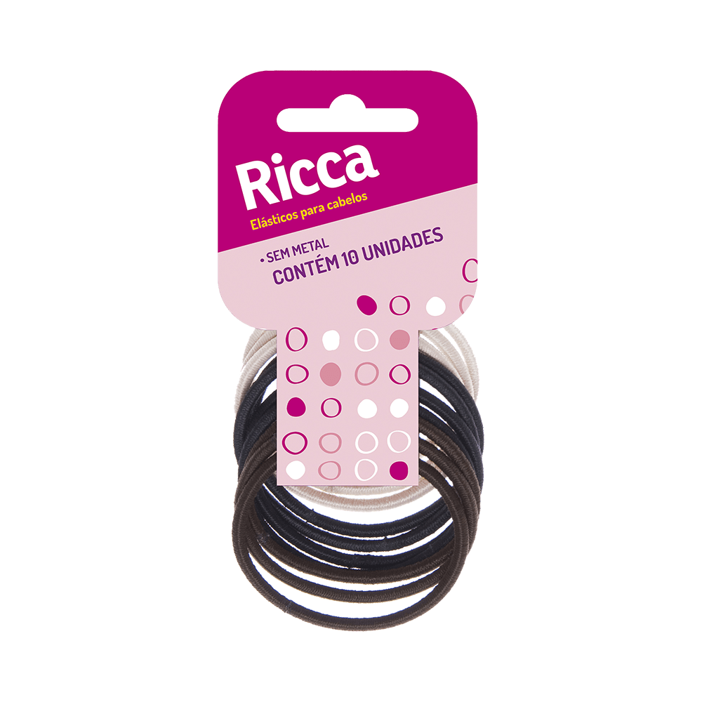 Elástico De Cabelo Ricca Sem Metal 6mm 6 Unidades