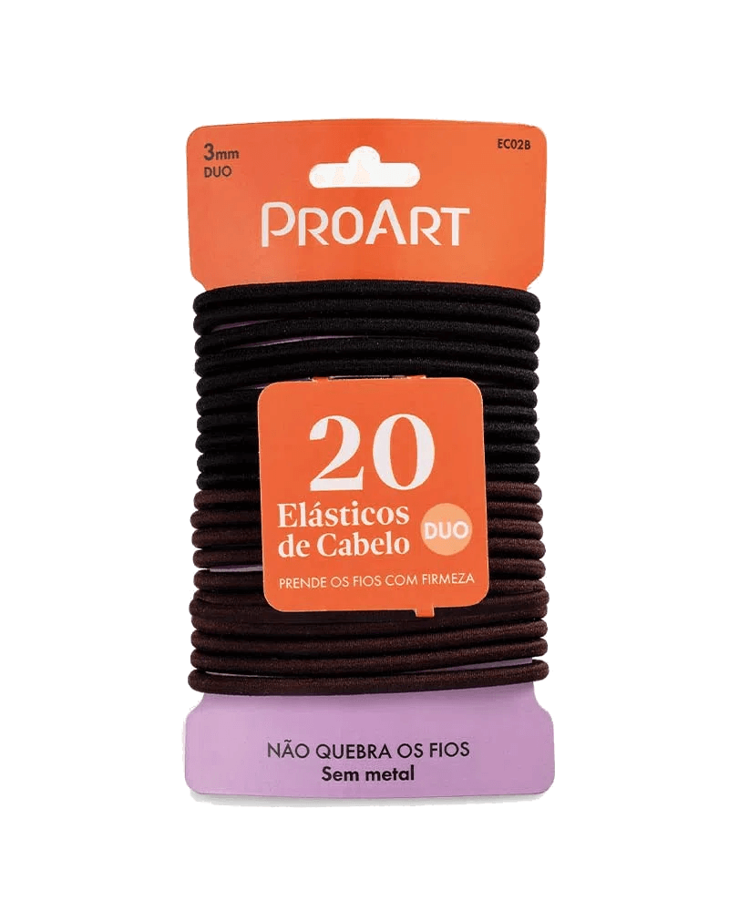 Elástico de Cabelo ProArt 3mm Duo Com 20 Unidades