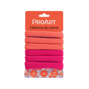 Elásticos de Cabelo ProArt 6 unidades Rosa e Laranja