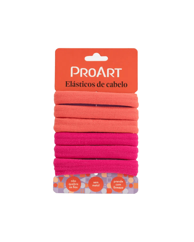 Elásticos de Cabelo ProArt 6 unidades Rosa e Laranja