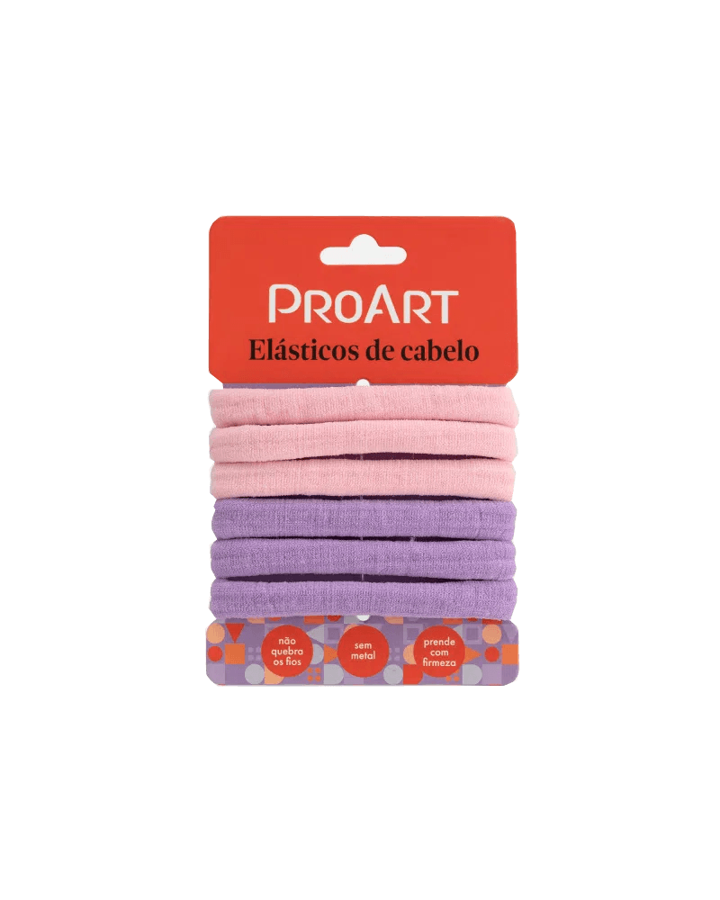 Elásticos de Cabelo ProArt 6 unidades Rosa e Lilás