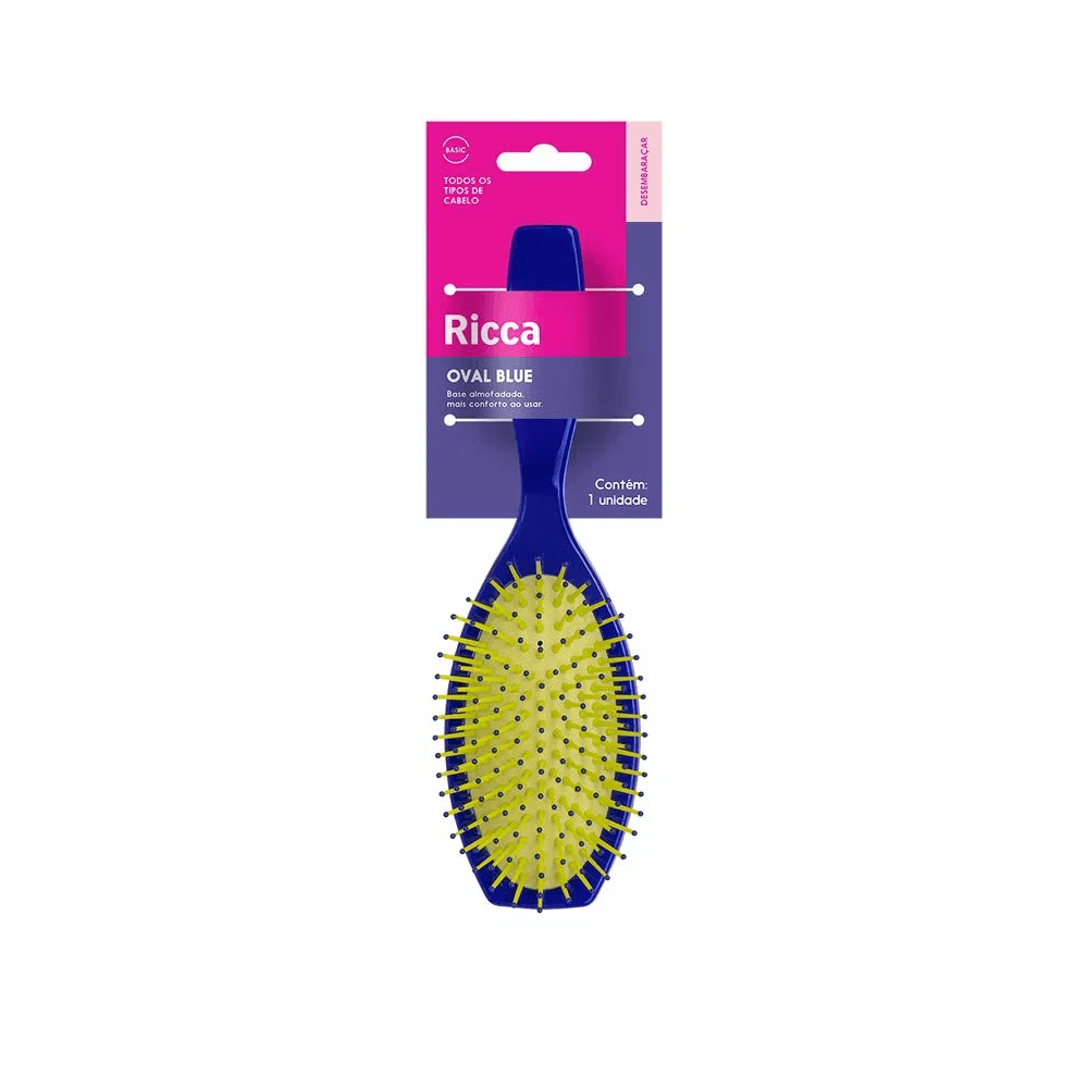 Escova Para Cabelo Ricca Desenbaraçante Oval Blue