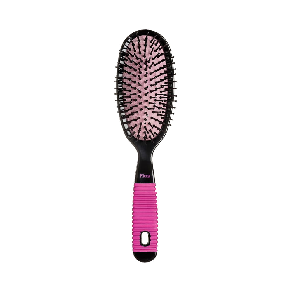 Escova Ricca Black & Pink Oval Grande (2411)