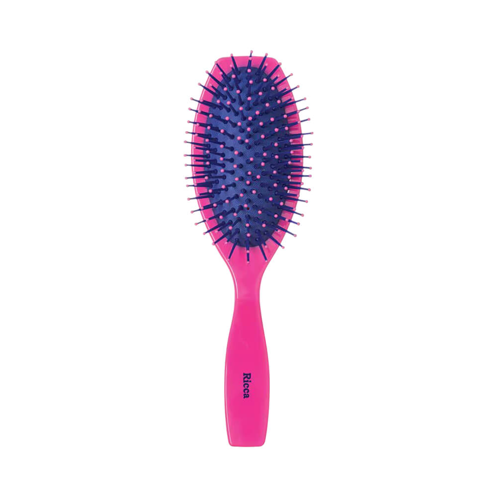 Escova Ricca Colors Oval Midi Pink Almofadada