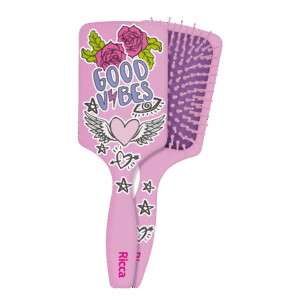 Escova de Cabelo Ricca Racket Patches Pink