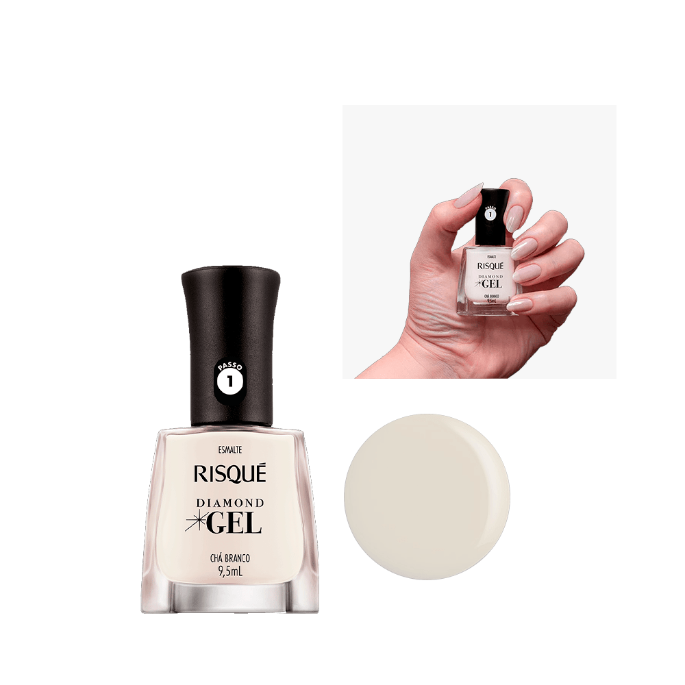 Esmalte Risqué Diamond Gel Chá Branco Natural