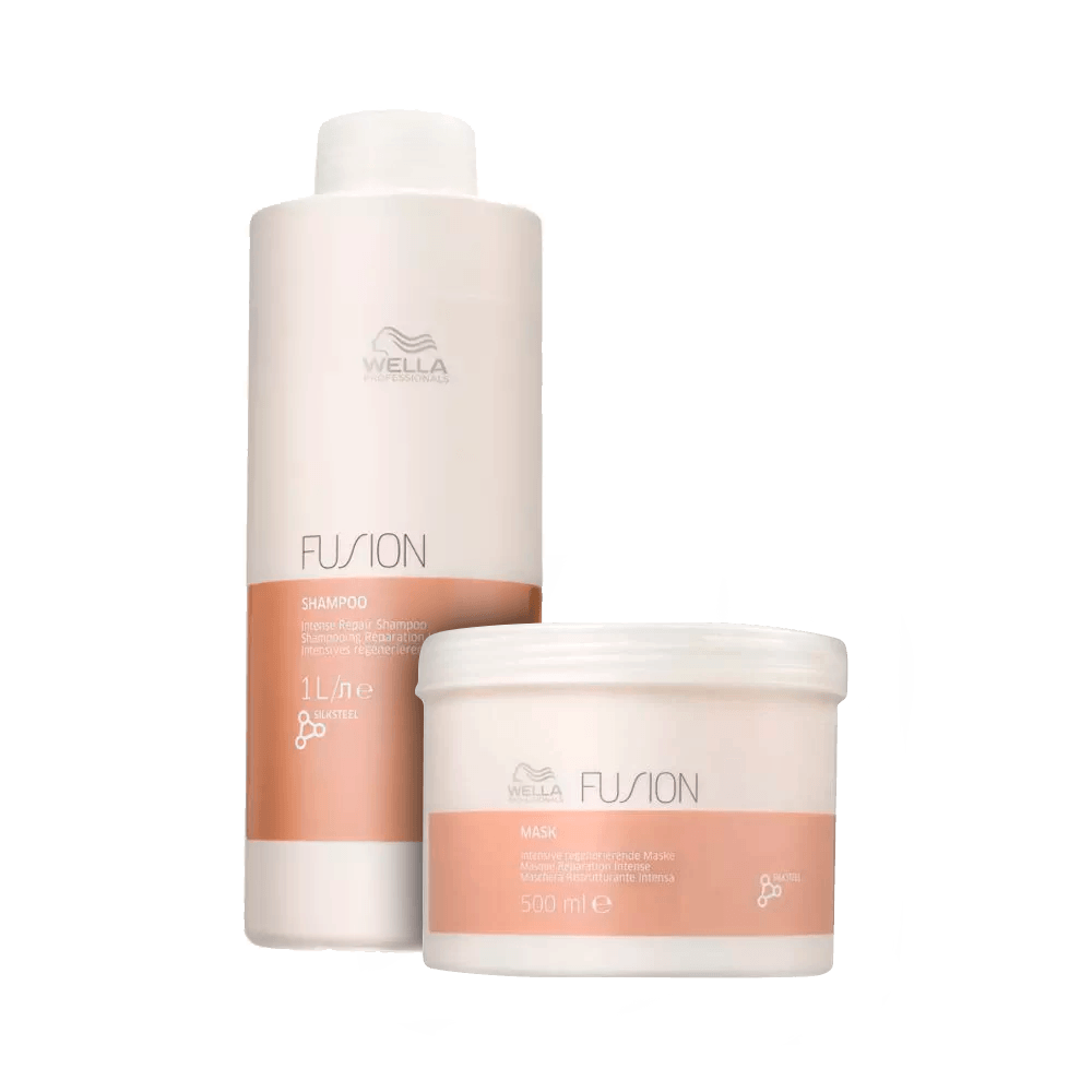 Kit Wella Shampoo 1000ml + Máscara Fusion 500g