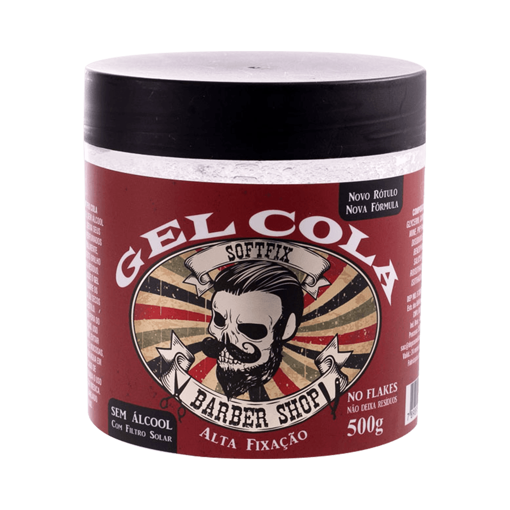 Gel Cola Softfix Sem Álcool Barber Shop Alta Fixação 500g