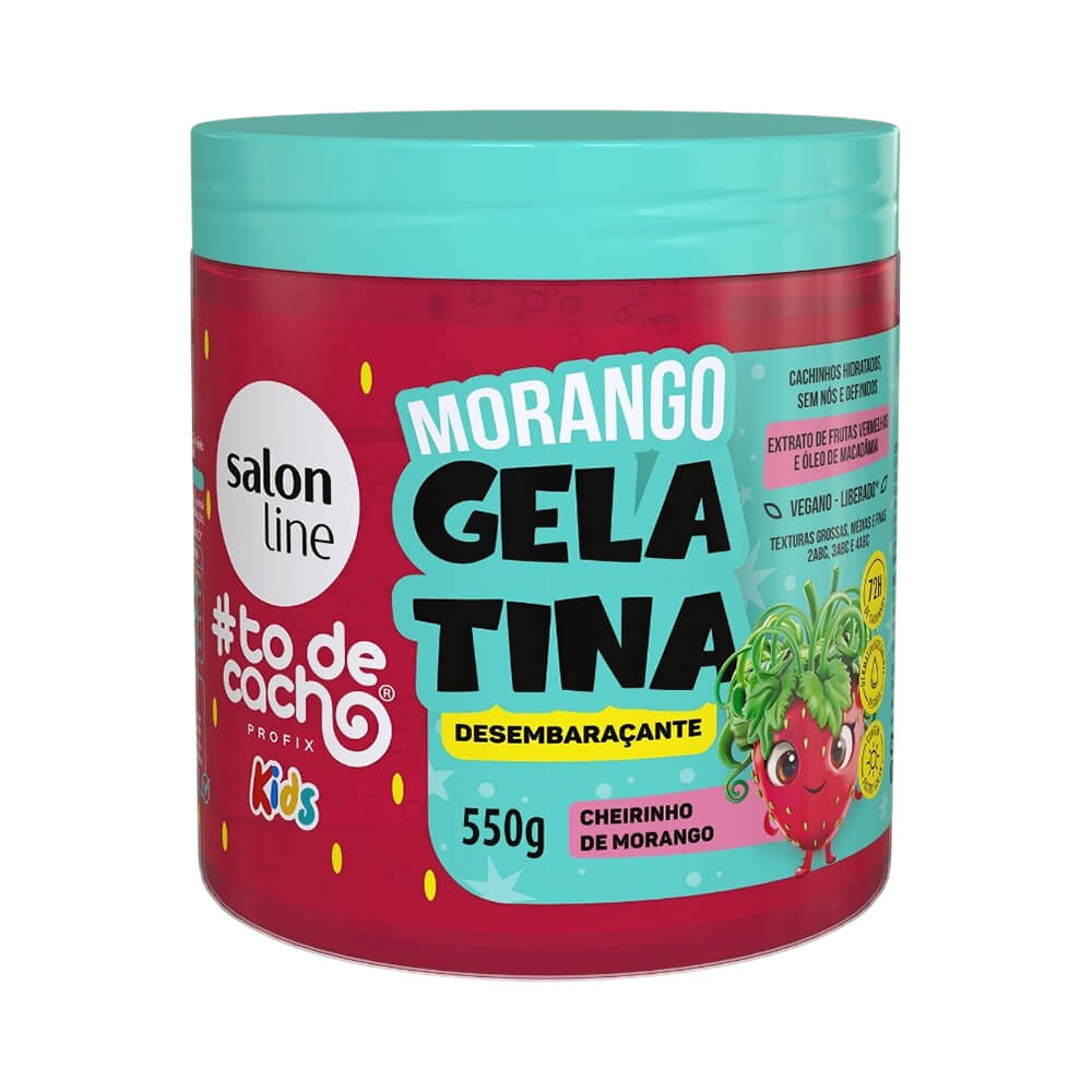 Gelatina Salon Line Morango #todecacho Kids Desembaraçante 550g