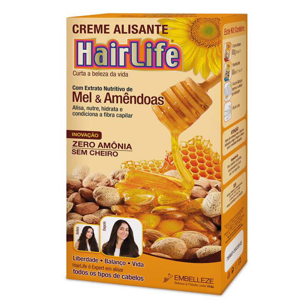 Creme Alisante HairLife Mel e Amêndoas