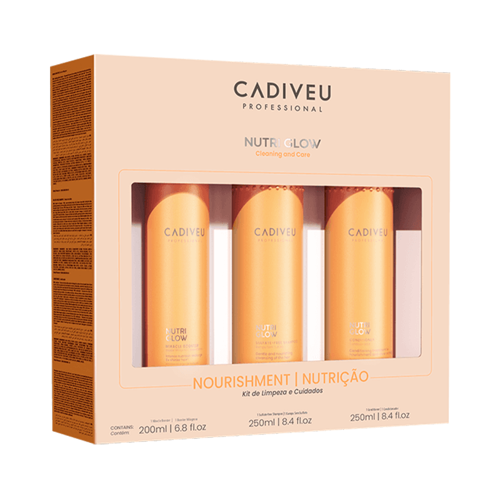 Kit Cadiveu Shampoo + Condicionador 250ml + Fluido 200ml Nutri Glow Home Care