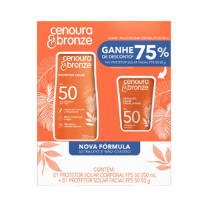 Kit Cenoura e Bronze Protetor Solar Corporal 200ml + Facial 50g FPS50