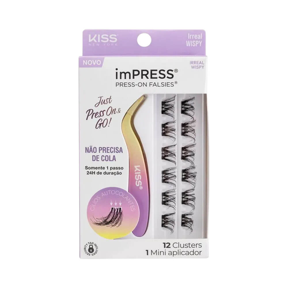 Kit Cílios Kiss New York ImPress Autocolante Press-On Falsies Wispy