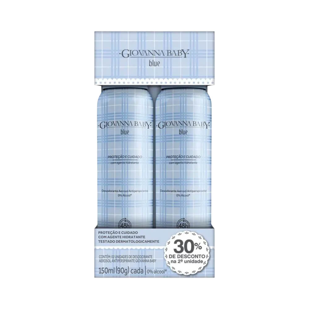 Kit Desodorante Aerosol Giovanna Baby Blue 90g 2 Unidades