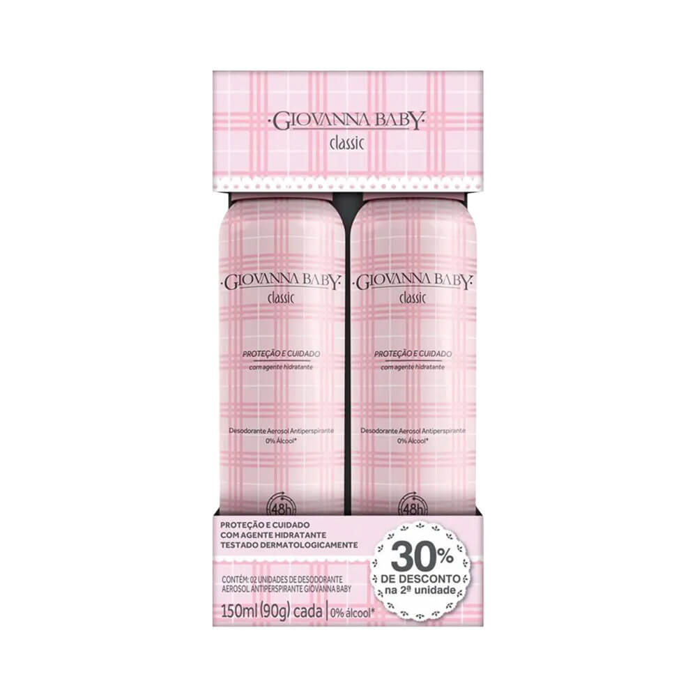 Kit Desodorante Aerosol Giovanna Baby Classic 150ml 2 Unidades