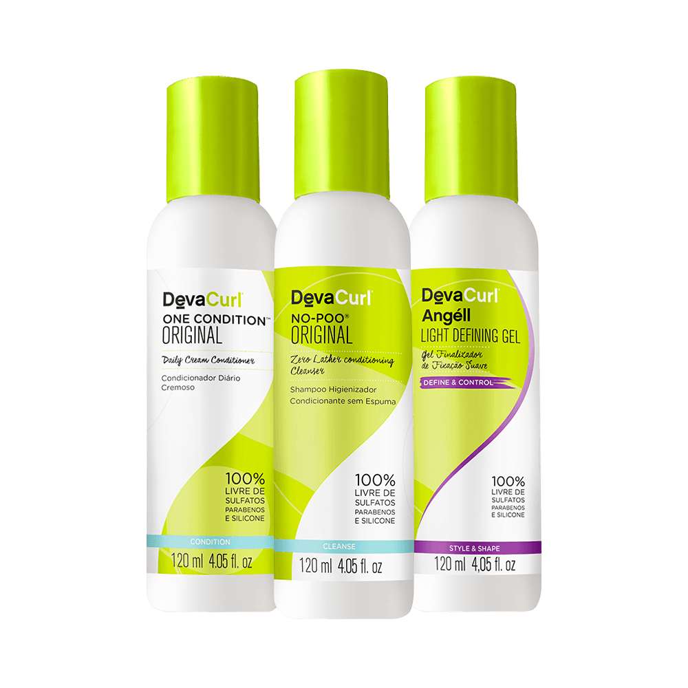 Kit Deva Curl Shampoo+Condicionador+Gel Finalizador 120ml
