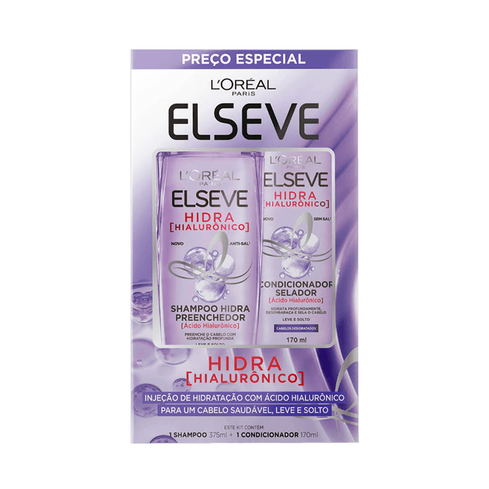 Kit Elseve Hidra Hialurônico Shampoo 375ml + Condicionador 170ml
