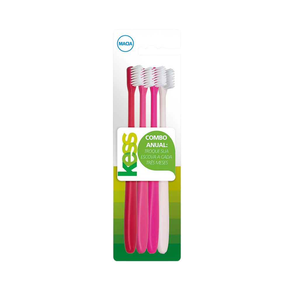 Kit Escovas Dentais Kess Anual com 4 Unidades (2102)