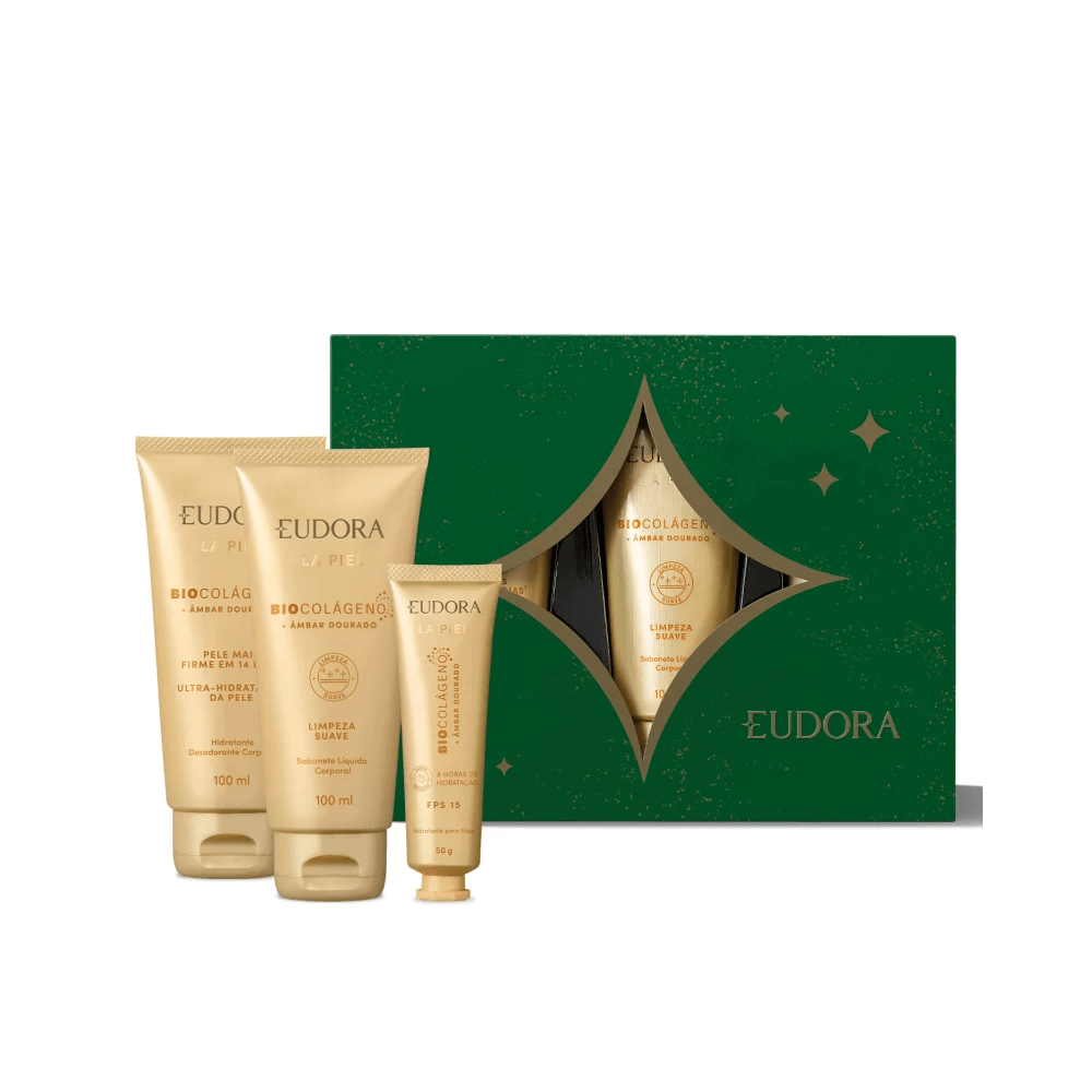 Kit Eudora La Piel Âmbar Dourado Miniaturas para Presente (3 Produtos)