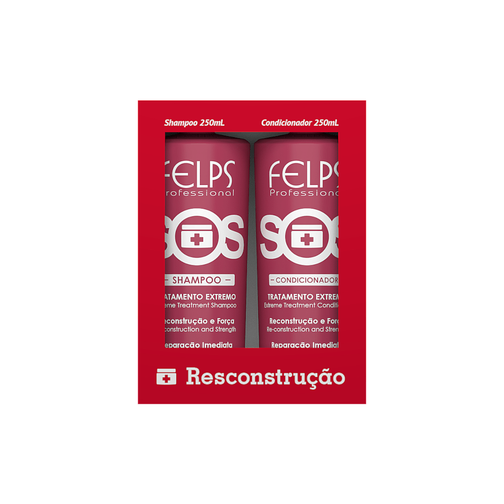Kit Felps Professional Duo Home Care SOS Reconstrução Shampoo e Condicionador 250ml