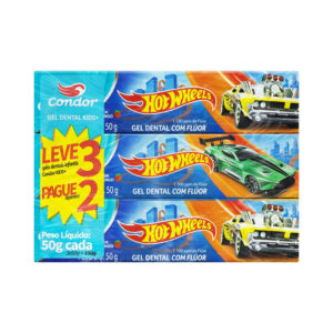 Kit Gel Dental com Flúor Morango Hot Wheels Condor Kids