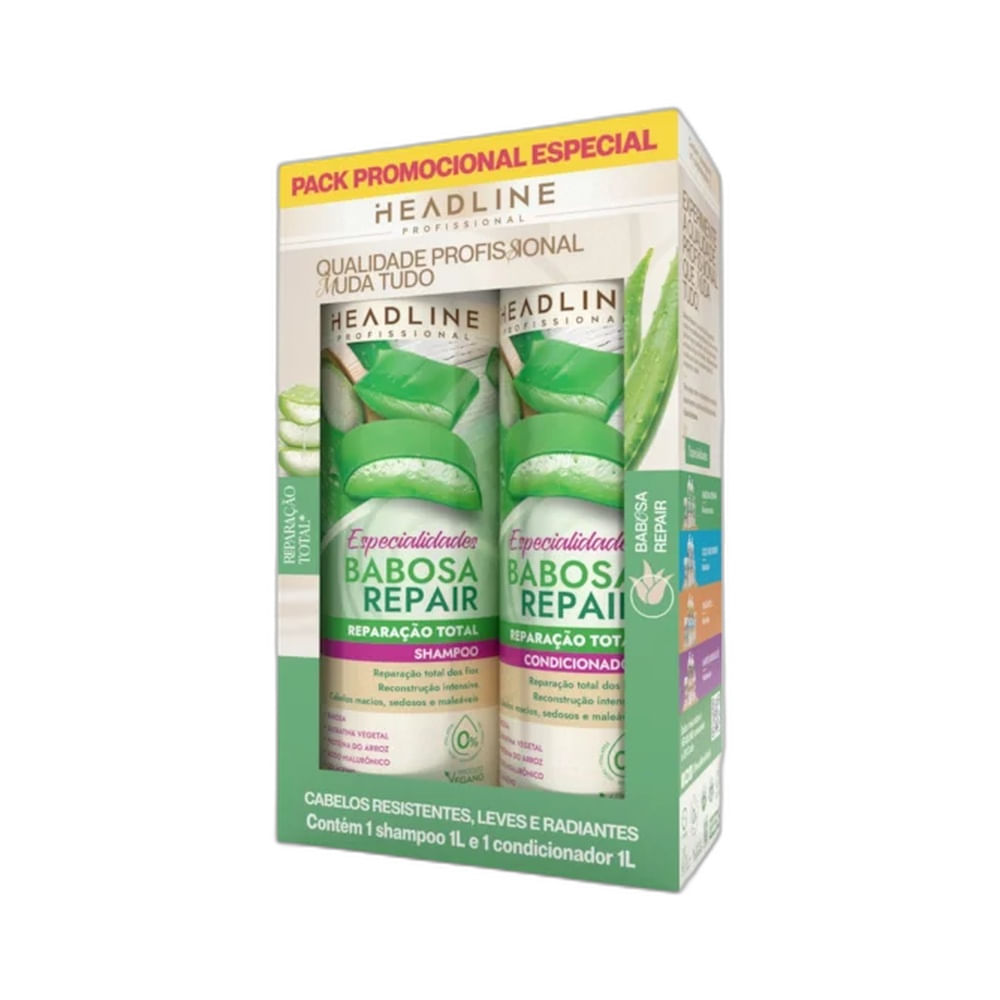 Kit Headline Shampoo 1L + Condicionador 1L Babosa Repair
