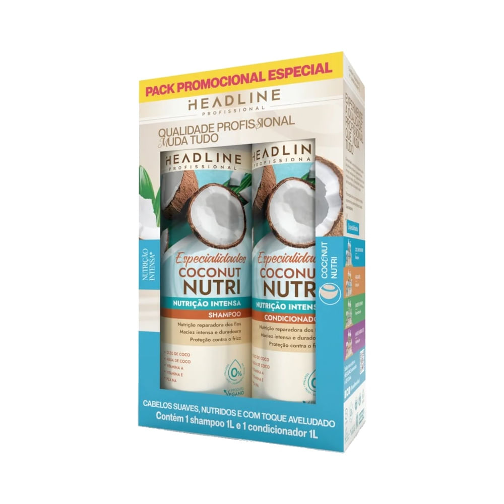 Kit Headline Shampoo 1L + Condicionador 1L Coconut Nutri