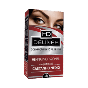 Kit Henna para Sobrancelha Delínea Castanho Médio