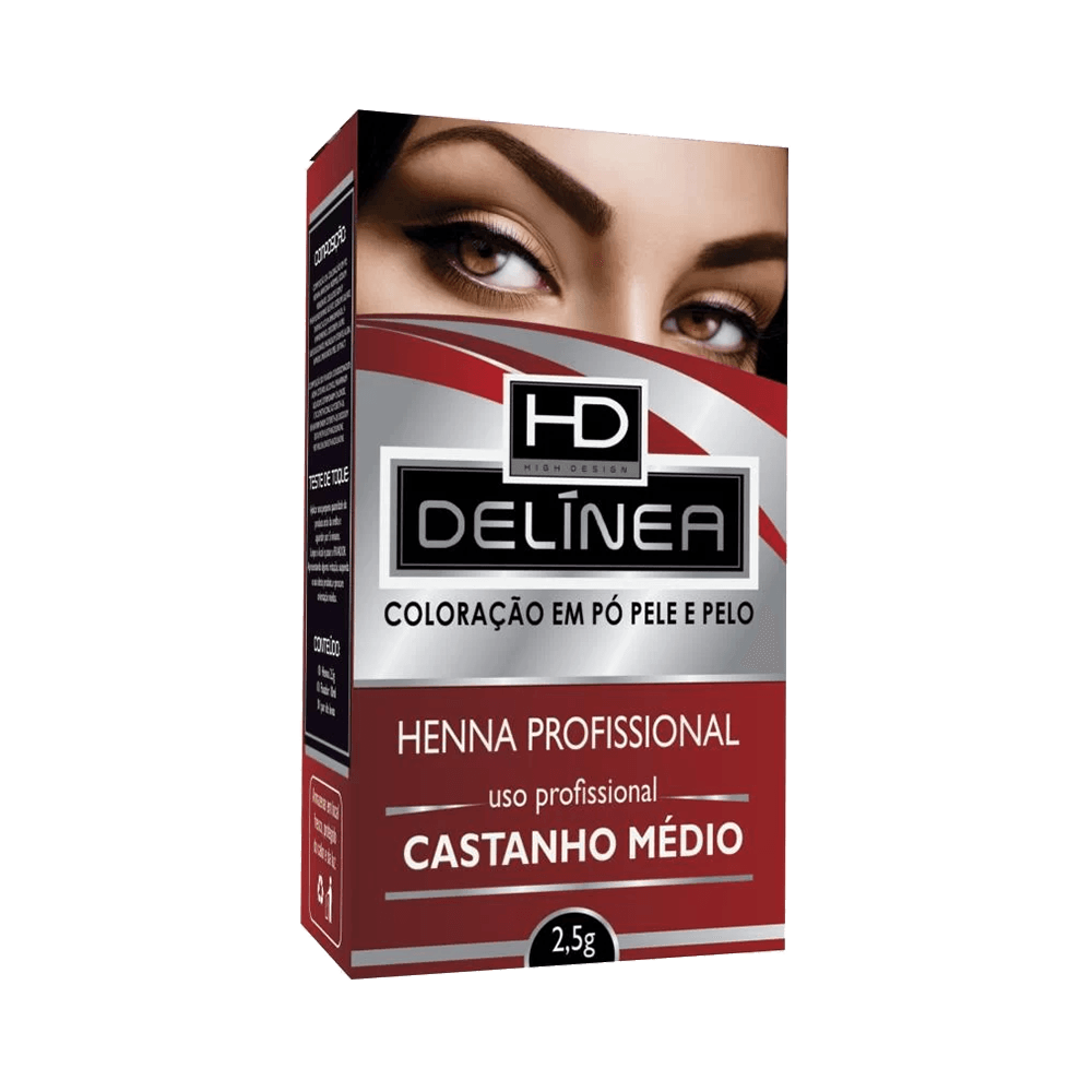 Kit Henna para Sobrancelha Delínea Castanho Médio